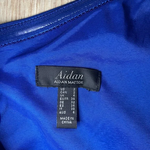 NWT Aidan Mattox Vibrant Blue One-Shoulder Dress - Picture 7 of 7